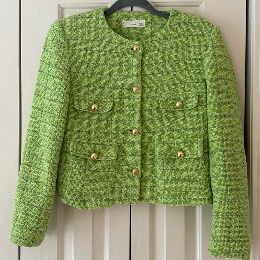 Mango Green Tweed Blazer / Jacket - image 2
